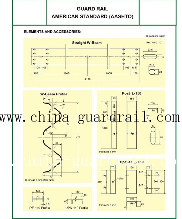 Silver Galvanized Metal Beam Crash Barrier for Road Safety